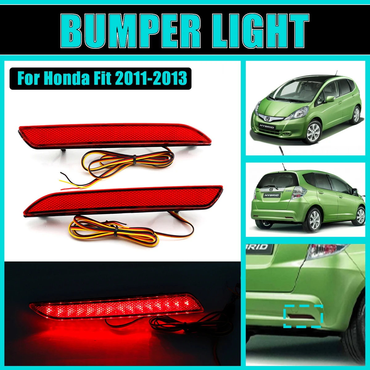 Pair Bumper Reflector For Honda Fit Jazz 2011-2013 2012 Rear lamp Tail Light Driving Brake Stop Turn Signal Lamp Car Accessories