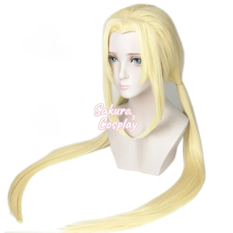 Tsunade Cosplay Blonde Long Ponytails Costume Heat Resistant Synthetic Hair Halloween Carnival Party Role Play + Wig Cap