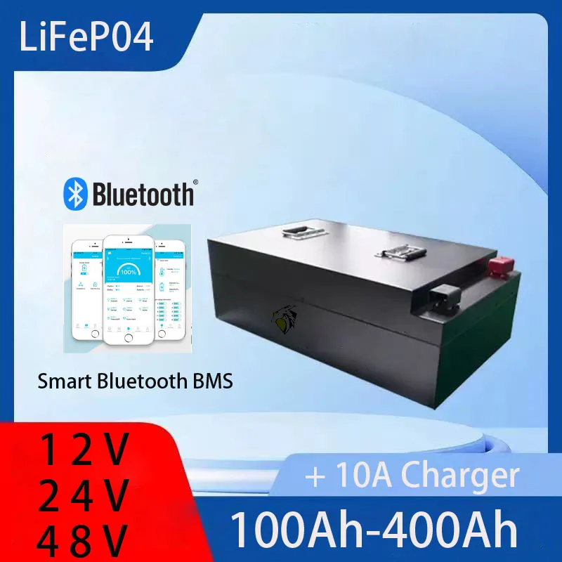 

12V 24V 48V 100Ah 200Ah 300Ah 400Ah Lifepo4 Batteria per inverter solare Camper Alimentatore di backup esterno