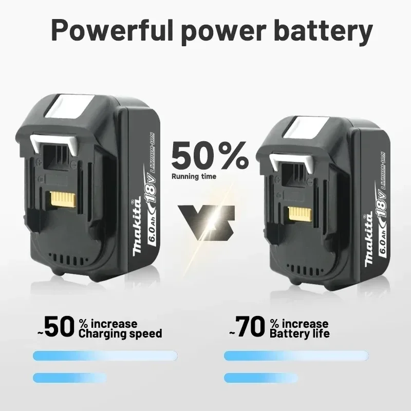 Authentic Makita 18V 6Ah rechargeable power tool battery with LED lithium-ion substitute LXT BL1860B BL1860 BL1850 charger⚡ - Image 2