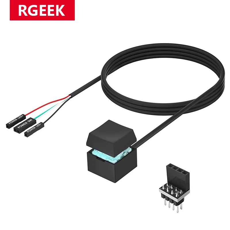 

RGEEK Computer Desktop Switch PC Motherboard External Start Power On/Off Button Extension Cable for Home Office Cafe