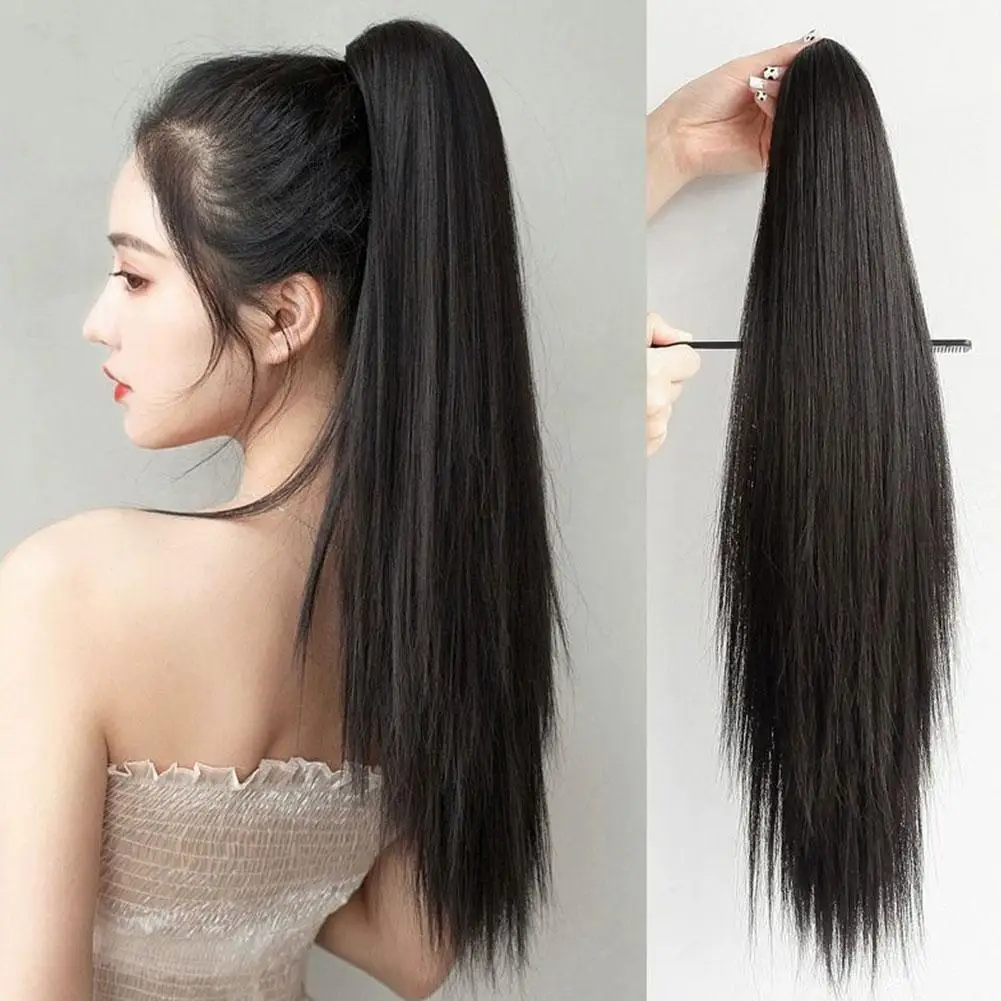 

Long Straight Ponytail Wig 45cm/55cm Strap Style High Ponytail Long Straight Hair Black Brown Hair Extended Ponytail