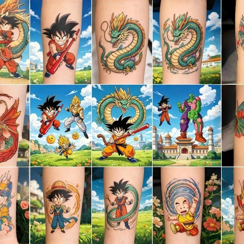 Temporary Tattoo Sticker Dragon Ball Anime Waterproof Fake Tattoo Stickers Body Art Sticker Dragonball Z Stickers Party Supplies view 4