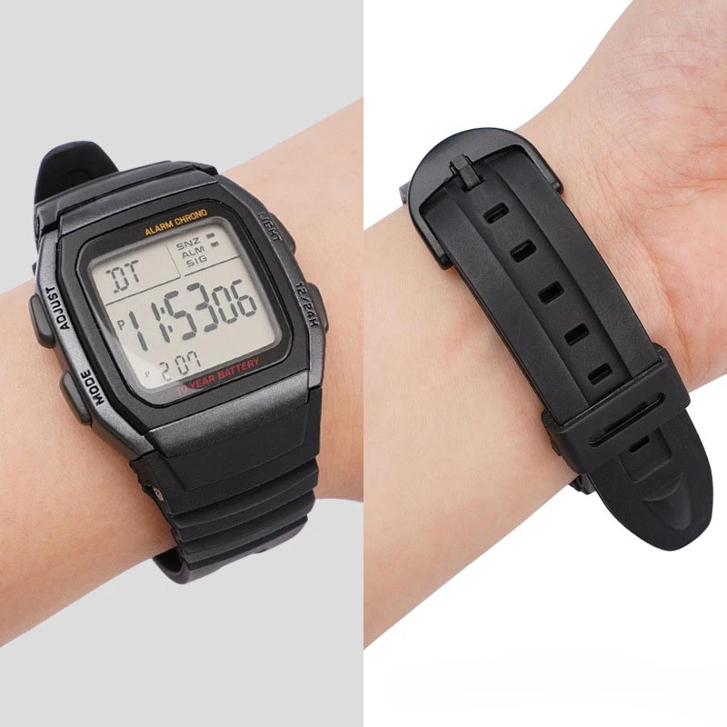 Rubber Watchband for Casio W-96H Watch Strap Accessories PU Plastic Silicone Bracelet with Special Interface Men Sport Wristband