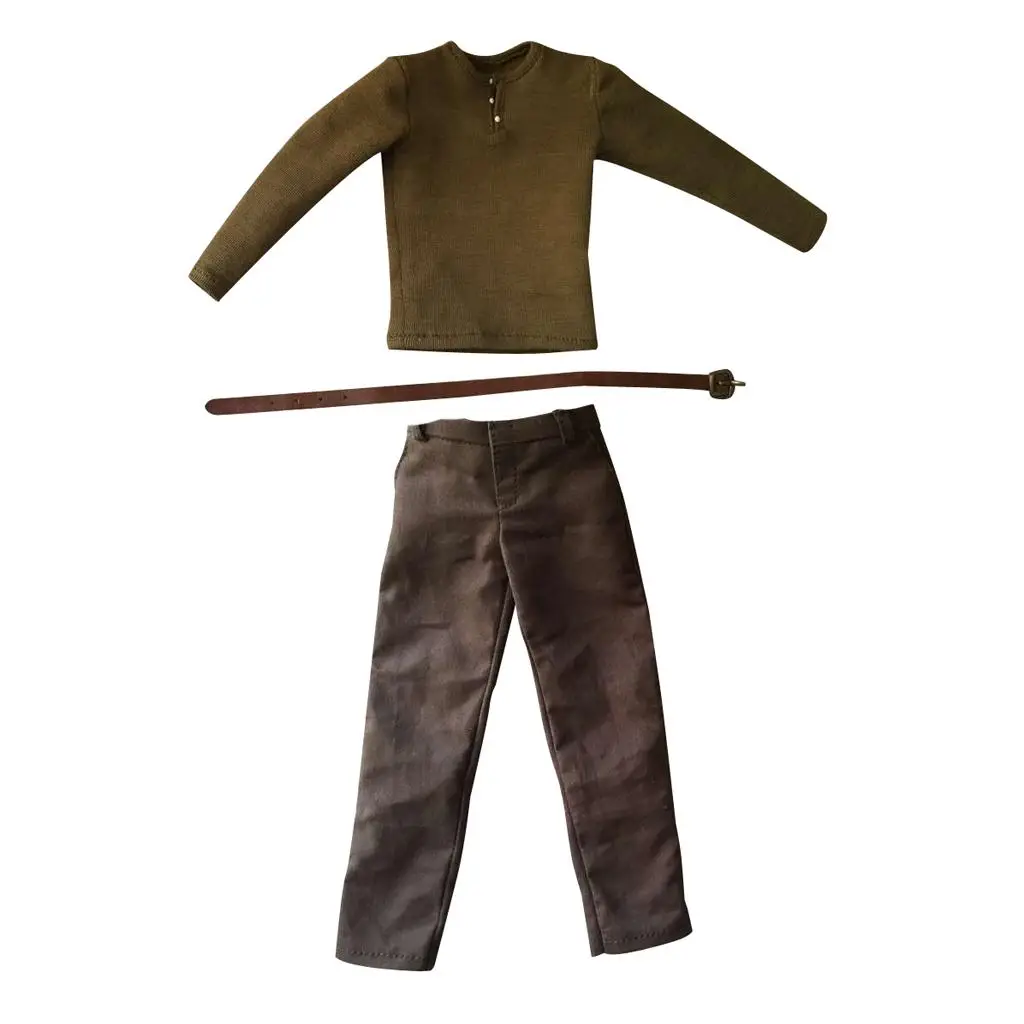 Ensemble chemise et pantalon et ceinture, vêtements/6 échelles, accessoires pour figurines d'action masculines de 12 pouces