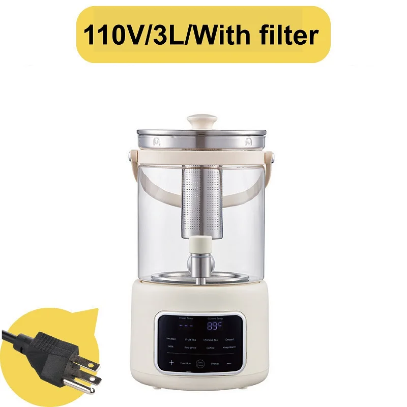 3L Electric Kettle Multi-function Faucet Glass Health Pot Flower Teapot Office Appointment/ Keep WarmFruit Tea Bucket 110V/220V