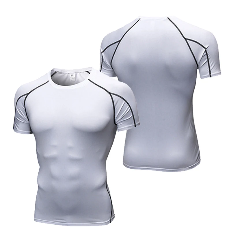 Wholesale Hot Sell Slim Fitness Sportswear Men Bodybulding Training Wear Gym Athletic Compression Base Layer Workout Shirt