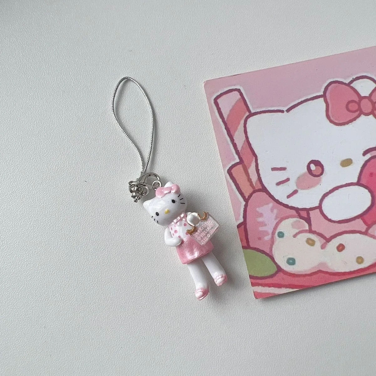 Harajuku Kawaii Girl Pink Handbag Hello Kitty Bag Pendant Charm Accessory Cartoon Cute Keychain Mobile Phone Chain Decoration