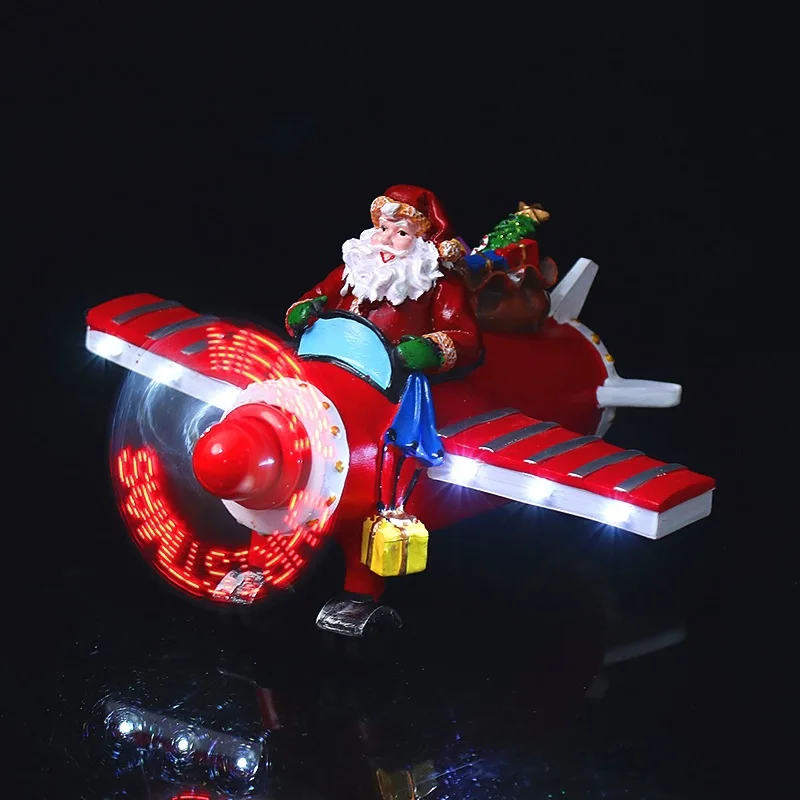 

Christmas Santa LED Lighted Airplane Creative Ornament Home Decorations Party Props Gift Xmas Navidad Natal New Year 2023