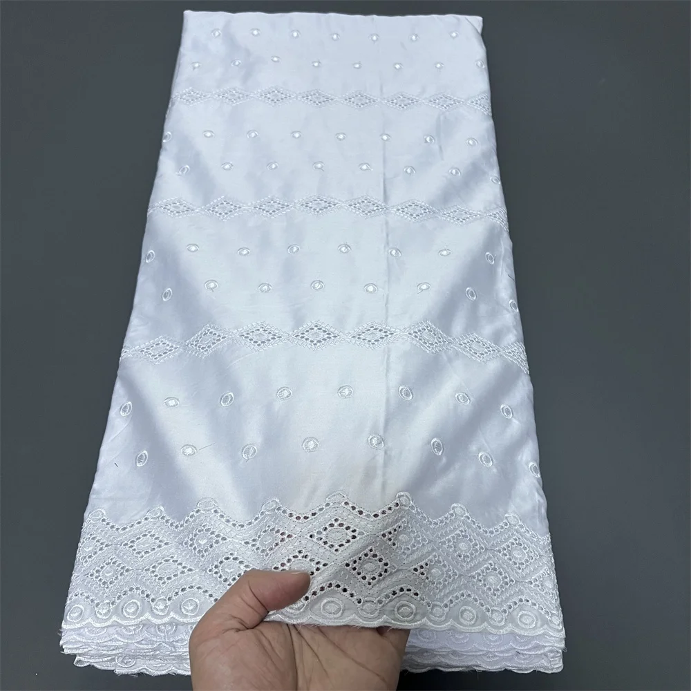 

2025 африканская нигерийская тюлевая кружевная ткань для шитья платья, высокое качество, польский люкс, хлопок, чистая вышивка, свадебная 5 ярдов hz1378