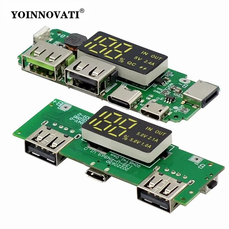 LED Dual USB 5V 2.4A Micro/Type-C USB Mobile Power Bank 18650 Charging Module Lithium Battery Charger Board Circuit Protection