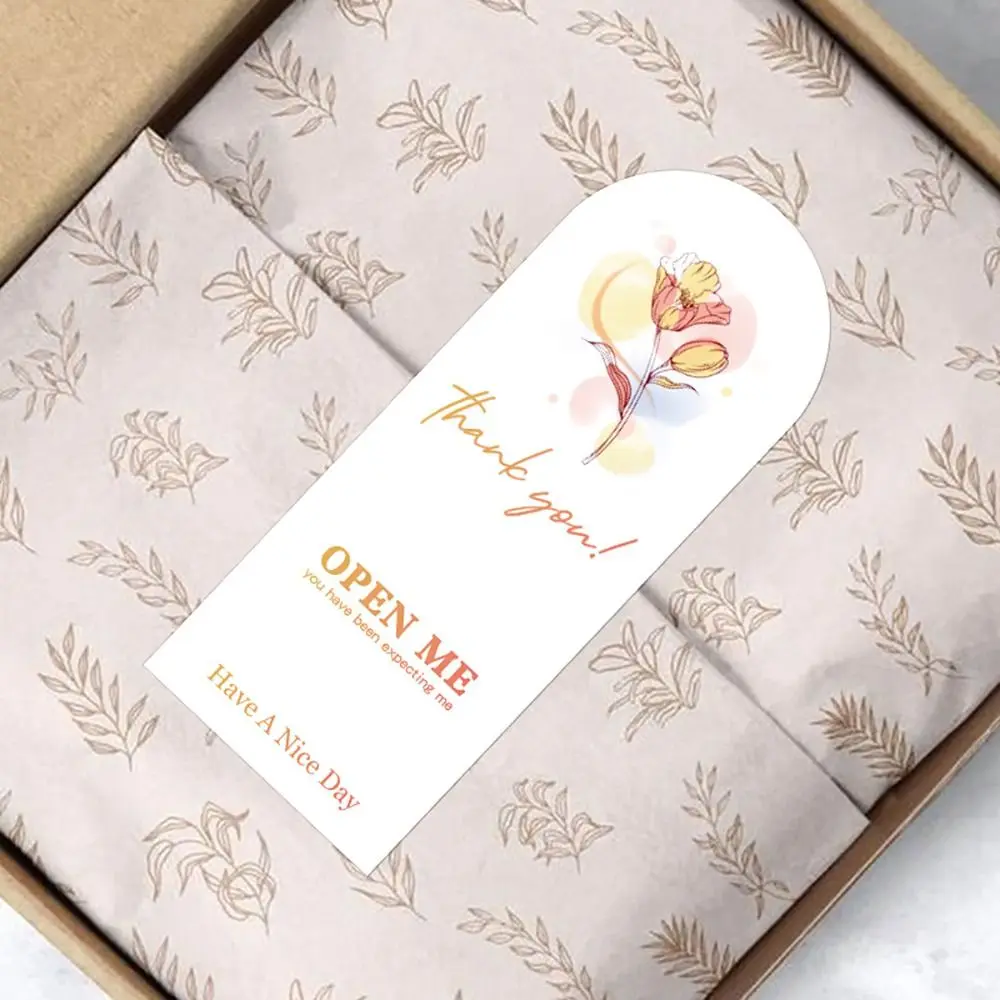 50PCS Floral Pattern Thank You Stickers Multicolor Commodity Packaging Thanks Decals Party Supplies Gift Wrapping Open Me Tags