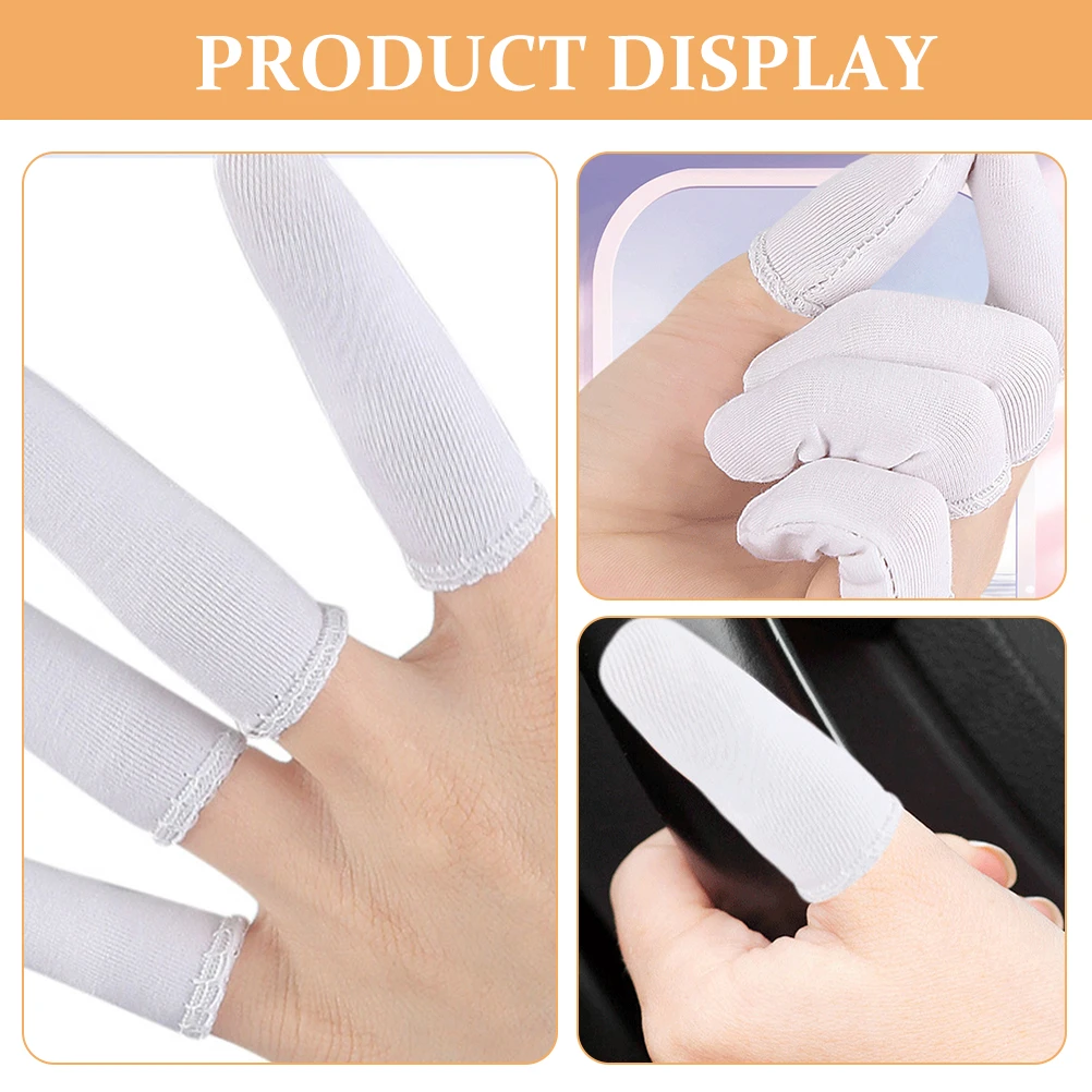 

100pcs Cotton Finger Cots Fingertip Protector Non Slip Covers Pure White 20 Pack Anti Wear Tear Resistant Labor Protection