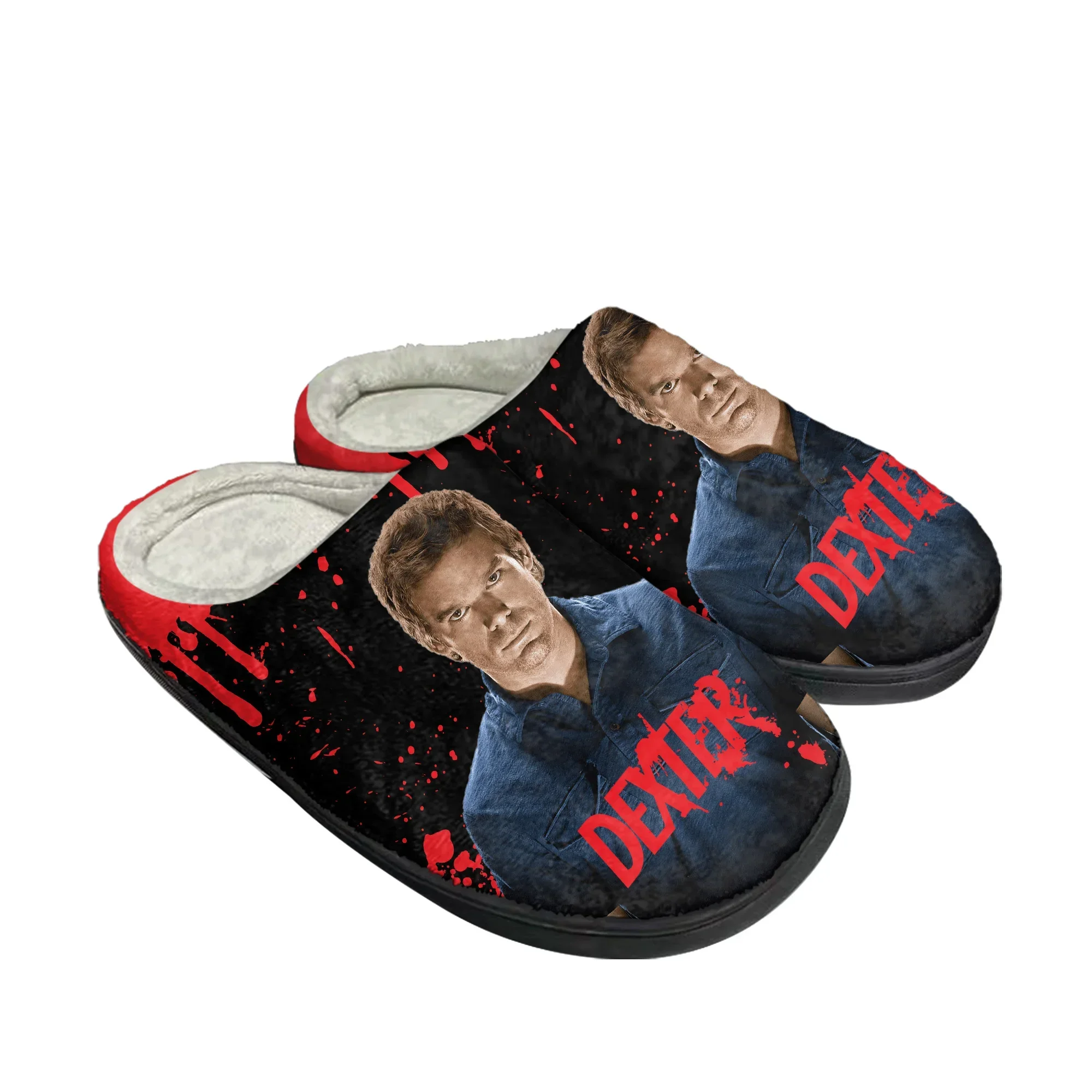 

Dexter TV Show Morgan Home Cotton Slippers Mens Womens Plush Bedroom Casual Keep Warm Shoes Thermal Slipper Customized DIY Shoe