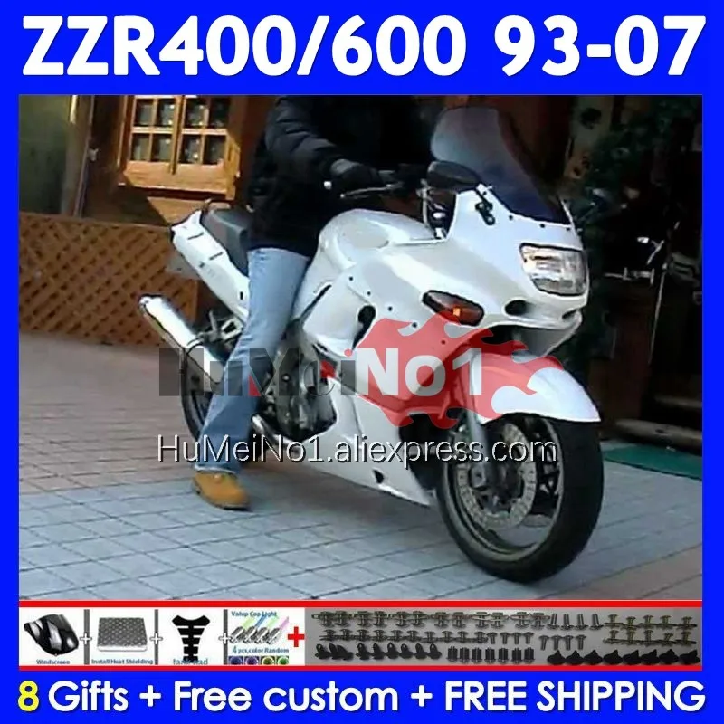 ZZR400 For KAWASAKI NINJA ZZR 400 93 94 95 96 97 Pearl White 98 99 00 01 237No.73 ZZR-400 2002 2003 2004 2005 2006 2007 Fairing