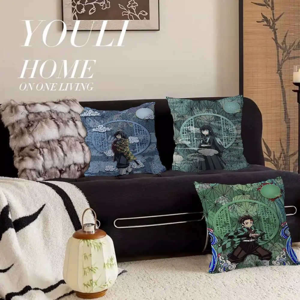 Demon S-Slayer K-Kimetsu Cushion Cover Pillow Cover Decor Pillowcase Printed Cushion Case for Couch