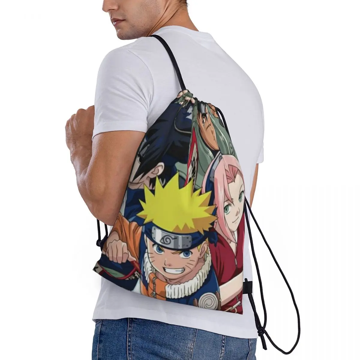 Borsa con coulisse Borse portatili per riporre la spesa Naruto Borse a tracolla Borsa da viaggio pieghevole