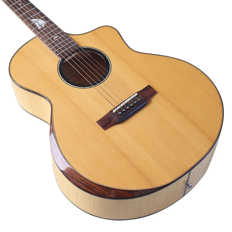 New Design 40 inch Acoustic Guitar Solid Spruce Wood Top 6 String Folk Guitar Flame Maple Back Good Handicraft