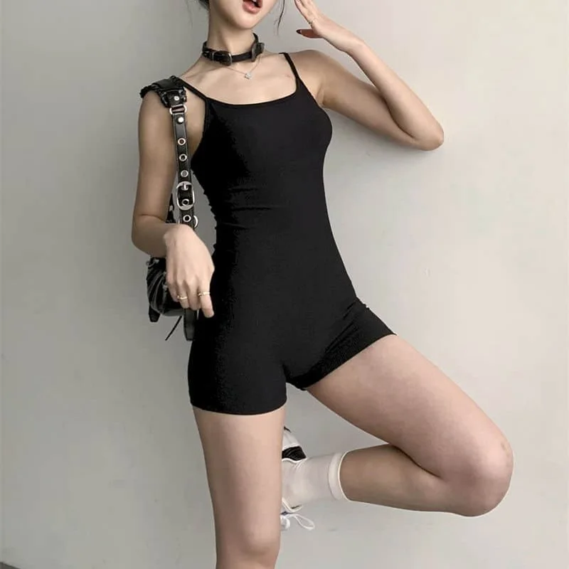 

Female Jumpsuits Solid Bodycon Sporty Bodysuits O-neck Sexy T-shirts American Style Sleeveless Tight Clothes for Women Rompers