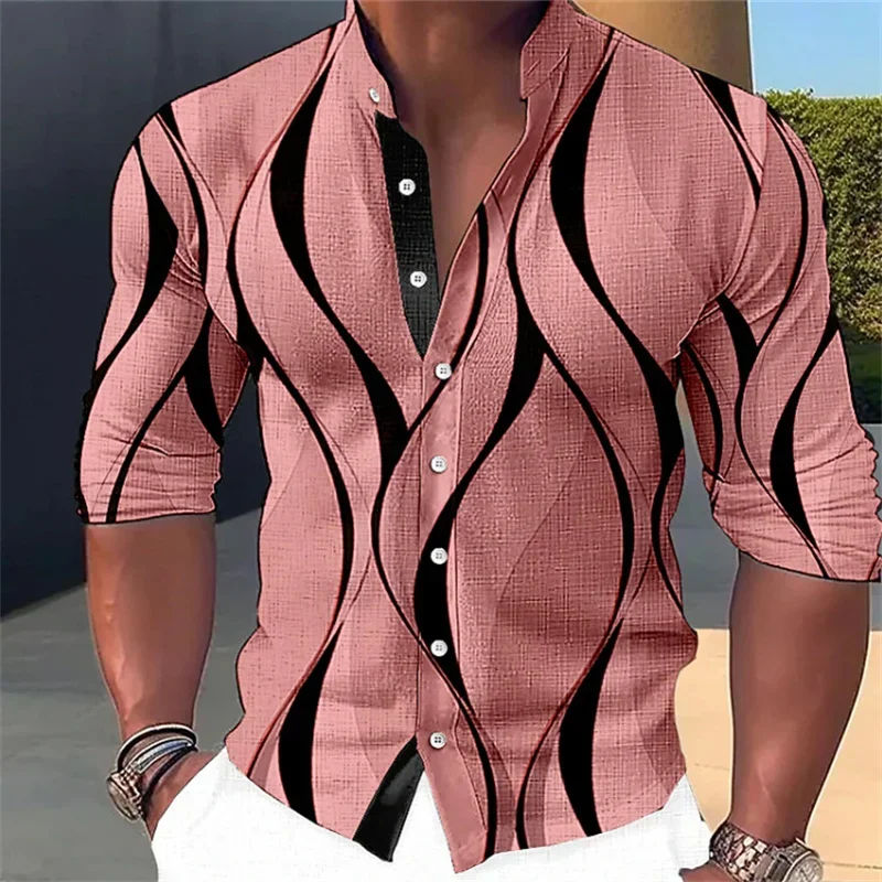 Herren hemd Freizeit hemd V-Ausschnitt Outdoor Street Langarm bedruckte Kleidung Mode Street Clothing Designer Casual Daily Shirt