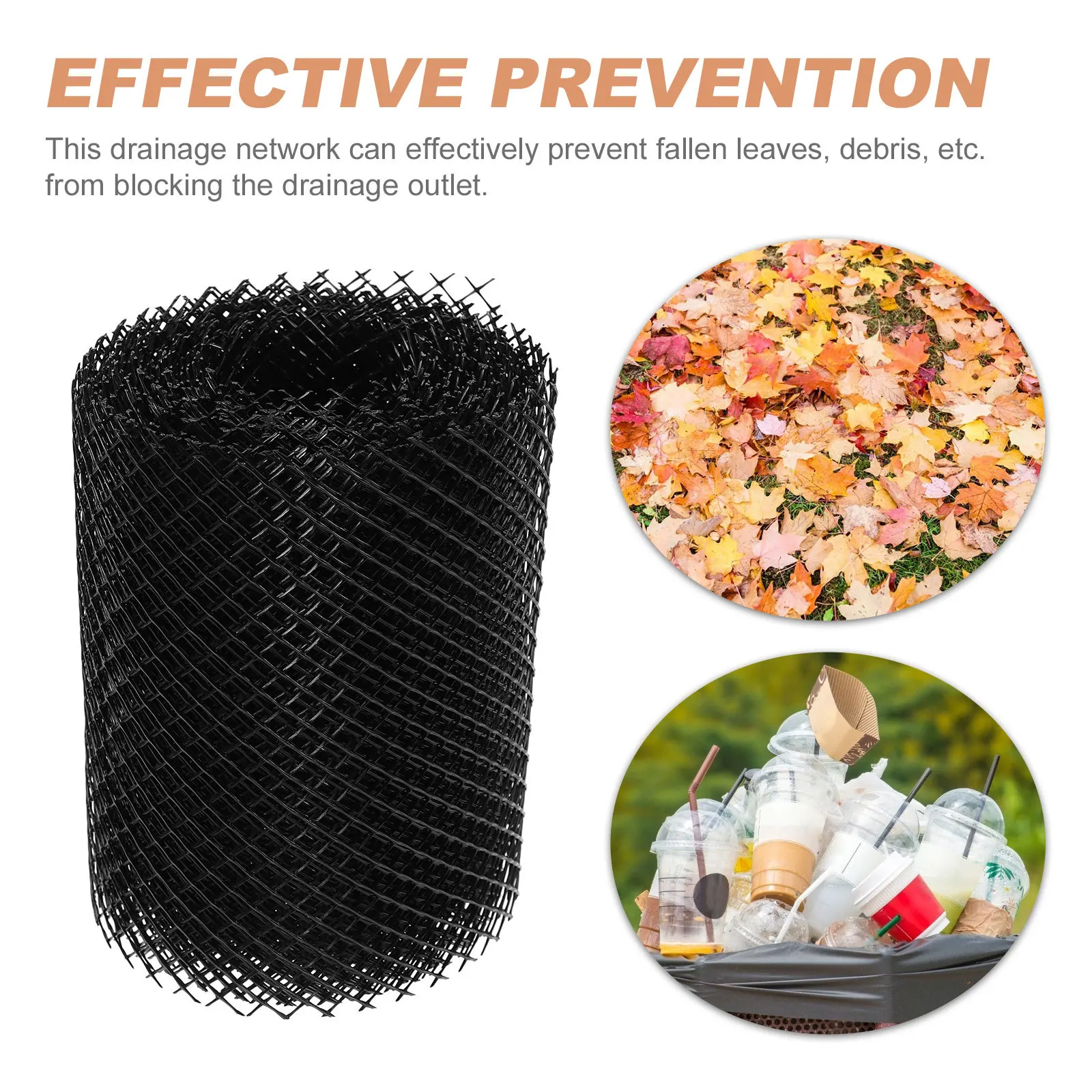 Filtro per blocco foglie in rete di protezione per grondaie in plastica resistente, rotolo da 4,7 piedi, barriera anti-intasamento per detriti per grondaie da giardino, balcone