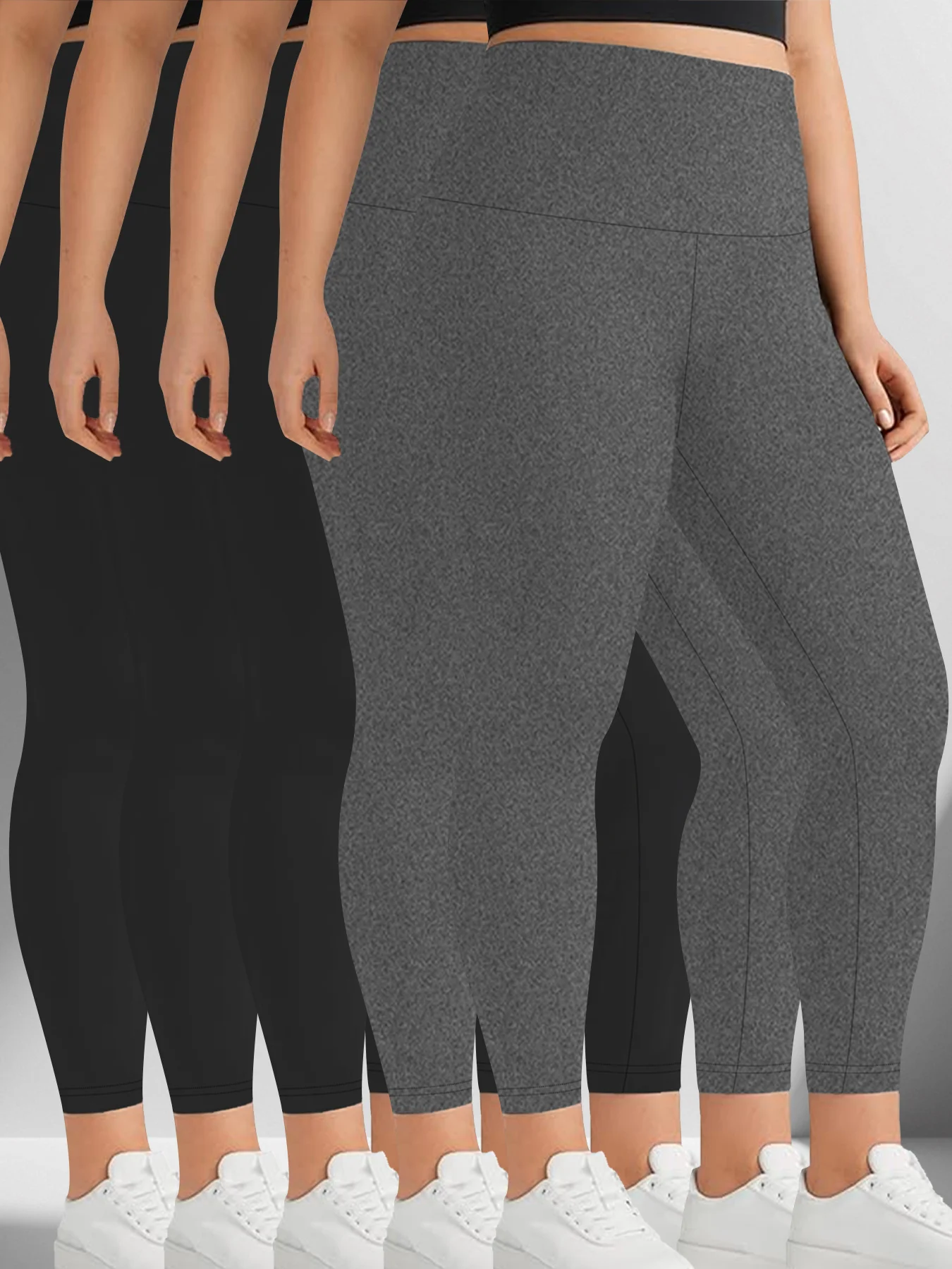 

5 пар женских леггинсов больших размеров, супермягких, с высокой талией, идеально подходят для тренировок, йоги, бега и комфортной повседневной носки.