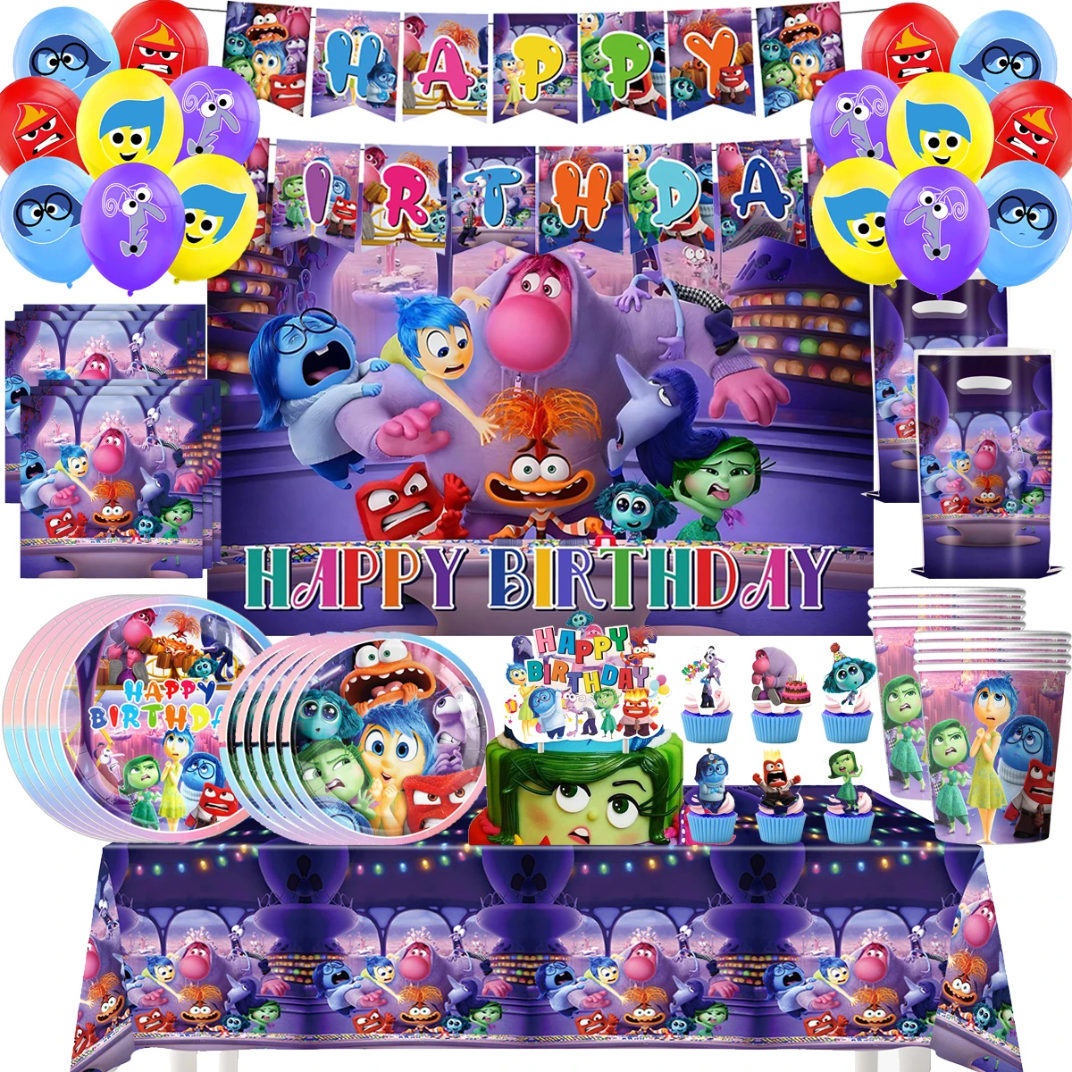 Disney Inside Out Birthday Party Decorations Balloons Banner Plates Disposable Tableware Set for Baby Shower Supplies Kids Gifts