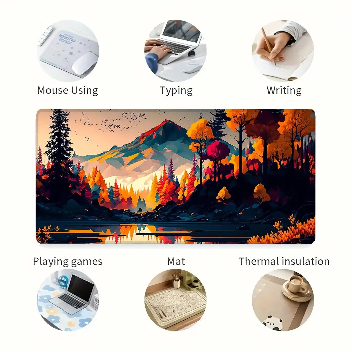 Sunset Mouse Pads Landscape Mountain Cartoon Table Mats Company Mousepad Deskmat Aesthetic Large Gamer Non-slip Mouse Mat 100x50
