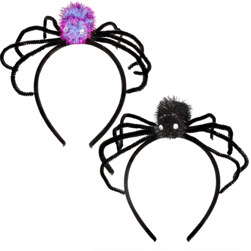 Adult Kids Tinsels Spiders Shape Headband Woman SPA Hair Hoop Makeup Halloween Taking Photos Carnivals Party Headpiece