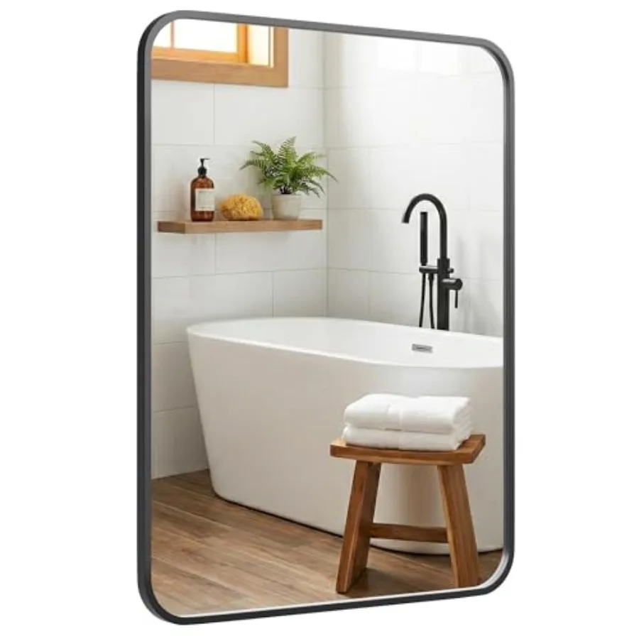 

4x36 Inch Matte Bathroom Vanity Mirrors Flush Mount Deep Set Metal Wall Mirror for Over Sink HD Shatterproof Glass Rustproof Pa