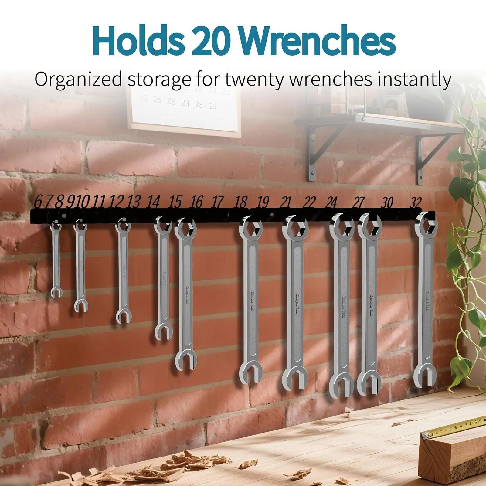 Wrench Holder Wall Mount Wrench Holder Kitchen Utensil Hanger For Garage Shed Work Van Garden Shop Mechanic Yard Workshop