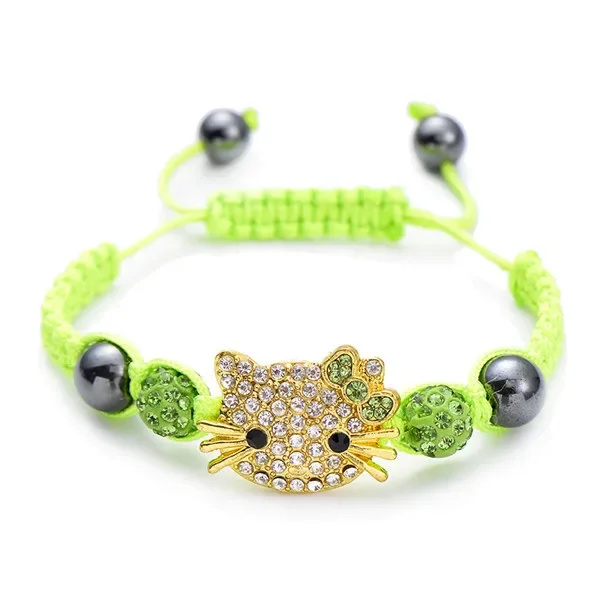 Cute Sanrio Olá Kitty Braiding Bracelet para meninas, desenhos animados coloridos, crianças presente, acessórios de jóias, adornar, simples, moda