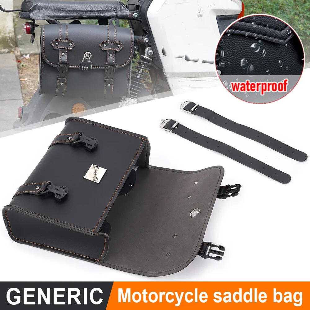 1PC Motorcycle Saddlebag Anti-theft Waterproof  Tool Bag With Password Lock Leather Bag for Harley Sportster XL883 Universal