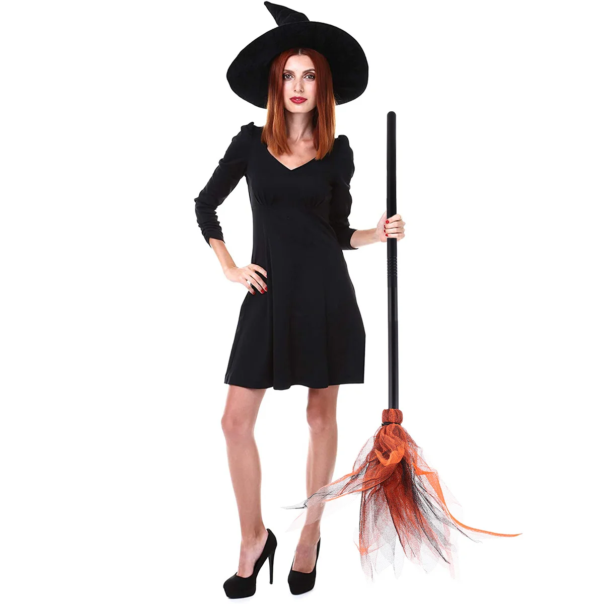 魔女ほうき 拡張可能なハロウィーンほうき小道具 子供用 大人用 コスチュームパーティーアクセサリー 魔法使いほうきの柄の装飾 ハロウィーン