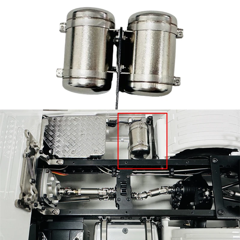 1/14 타미야 RC 트럭용 금속 실버 가스 탱크, 스카니아 전용 DIY 부품 장난감, 1 개