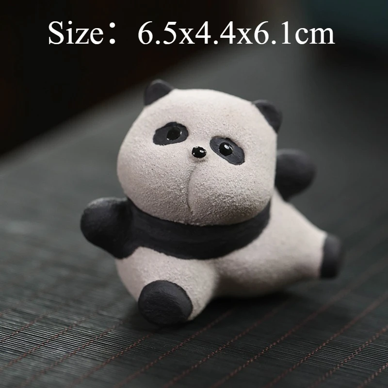 Creative Handmade Tea Pet Made of Premium Purple Clay Modeled As Cute Giant Panda Kung Fu Figure Exquisite Carving Details Craft