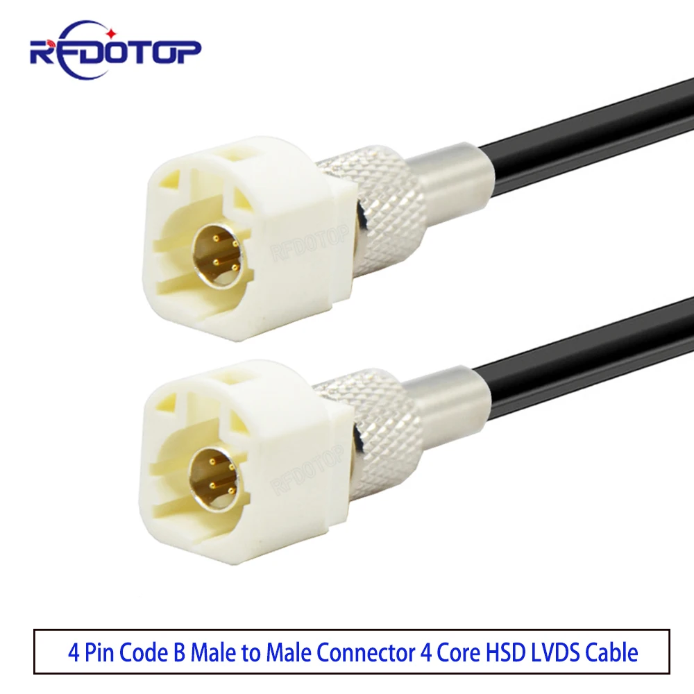 

New White 4Pin HSD Code B Male to Male Plug Connector USB LVDS Shielded 535 4-Core Cable for Benz BMW Audi Tesla VW 0.1m-10m