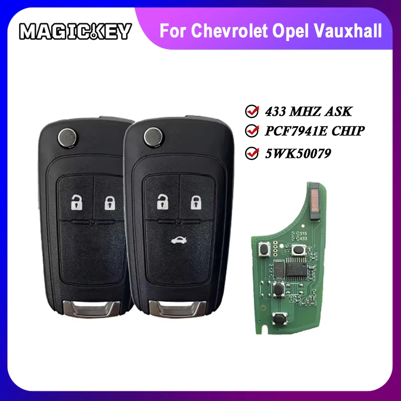 

1PCS Remote Flip Car Key For 2009 - 2017 Chevrolet Opel Vauxhall Astra J Corsa Tourer Insignia E Zafira Mokka 433MHz PCF7941E