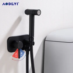 Ensemble de pulvérisateur de bidet portable, pulvérisateur noir, toilettes en laiton, eau chaude et froide, centre commercial, pommeau de douche, kit de douche, or brossé