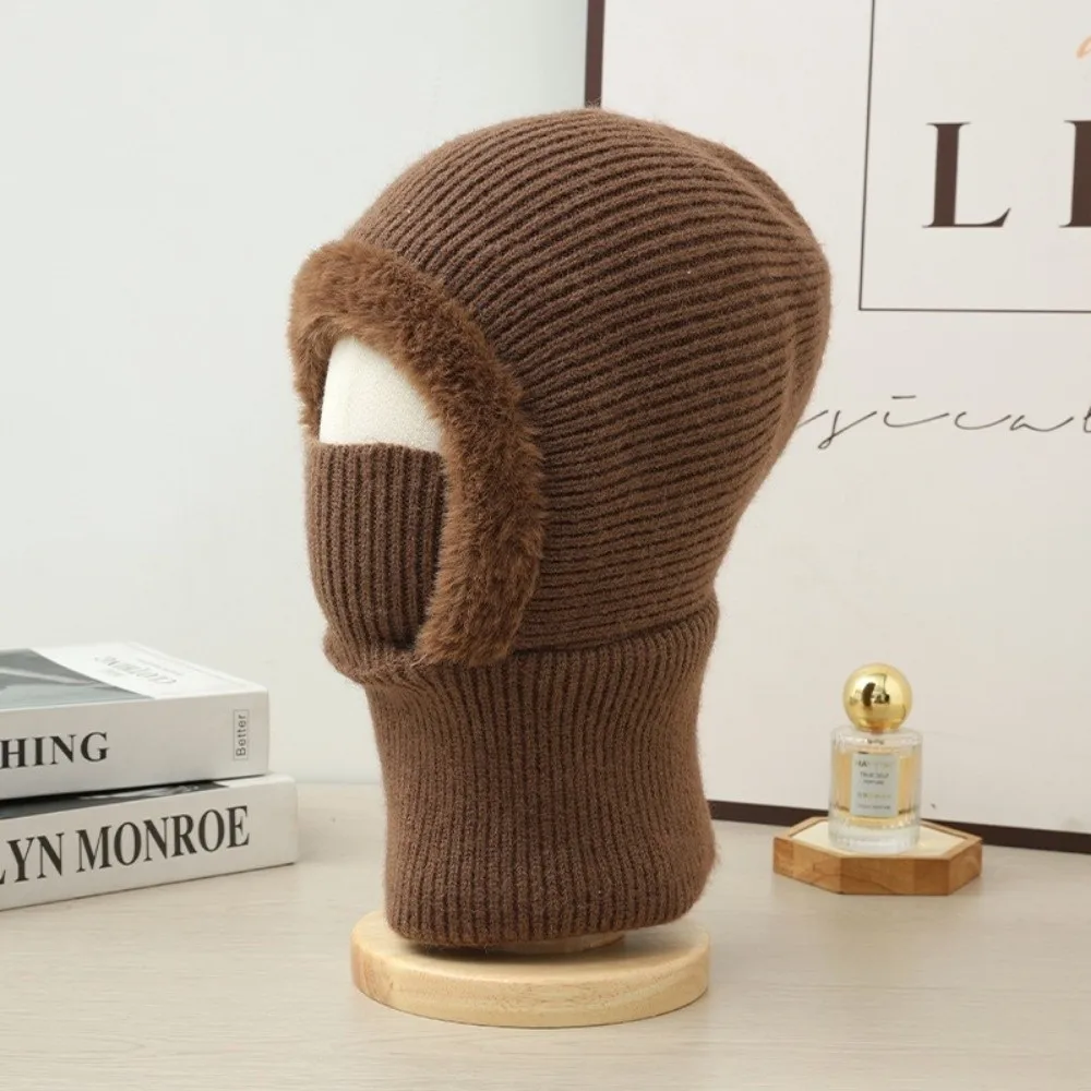 

Fashion Windproof Pullover Hat Keep Warm Velvet Lined Ear Protection Hat Cold Proof Face Mask Winter