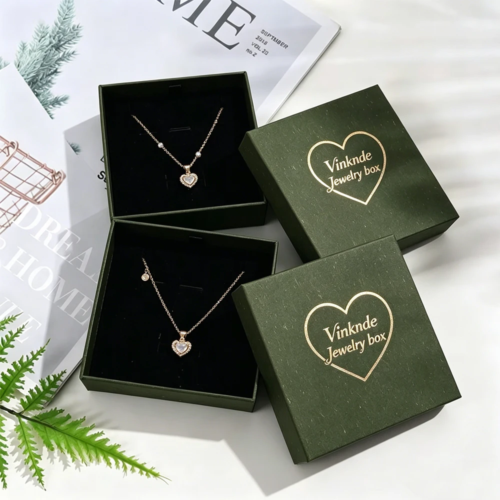 

50Pcs Custom Logo Hard Lid Jewelry Box 11x11x4cm Premium Gift Packaging for Rings Necklaces Brooch Key Wedding HolidayBirthday