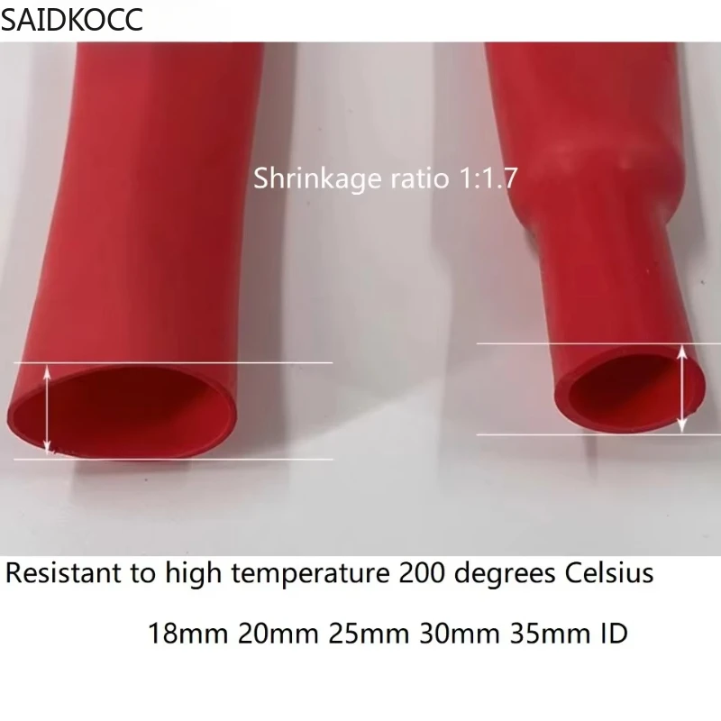 SAIDKOCC 18mm 20mm 25mm  ID Silicone heat shrink tube insulation sleeve Silicon shrinkable tube silica gel heat shrink tubing