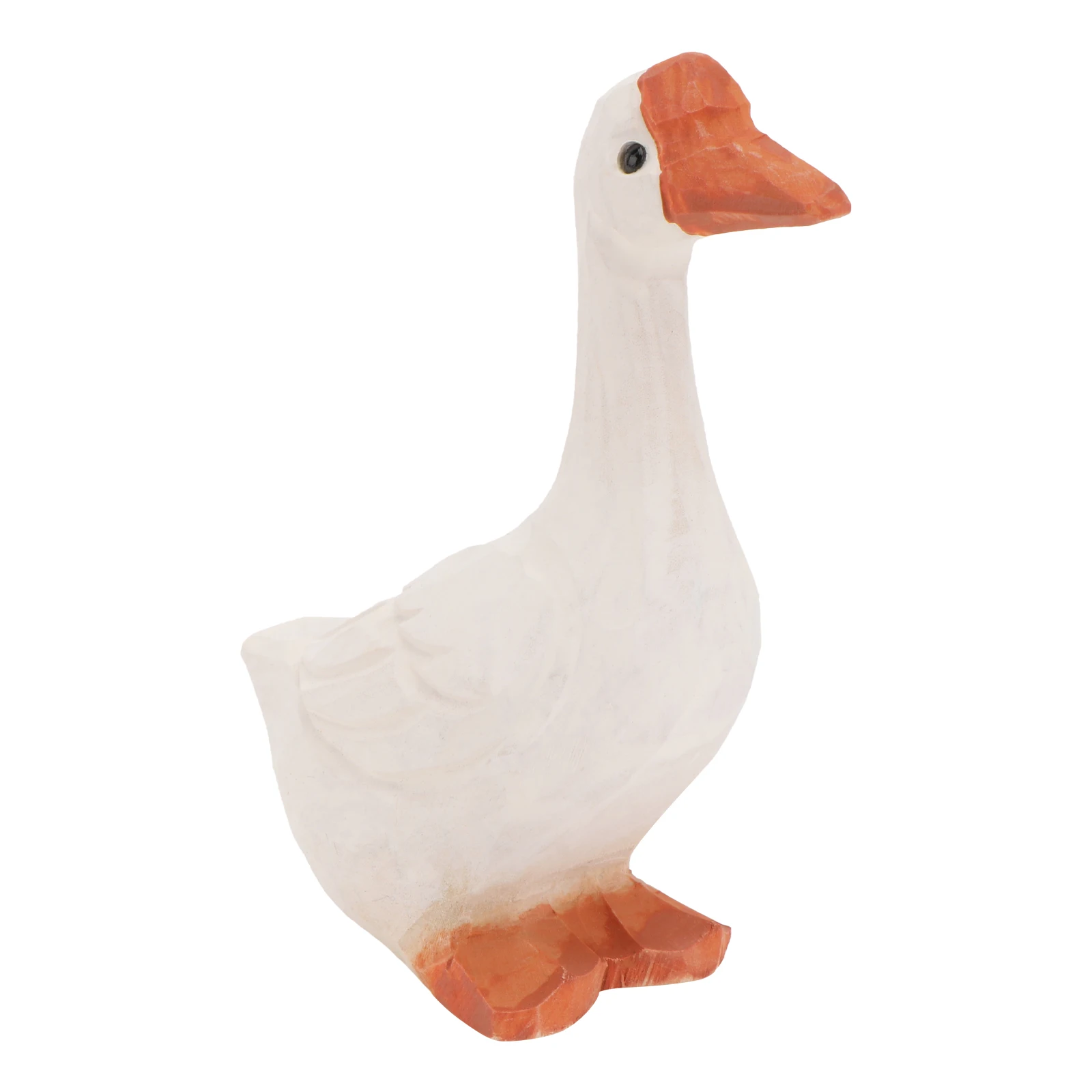 

1pc Big White Goose Wooden Figurine Safe Home Decoration Living Room Lifelike Goose Sculpture Wooden Jewelry Small