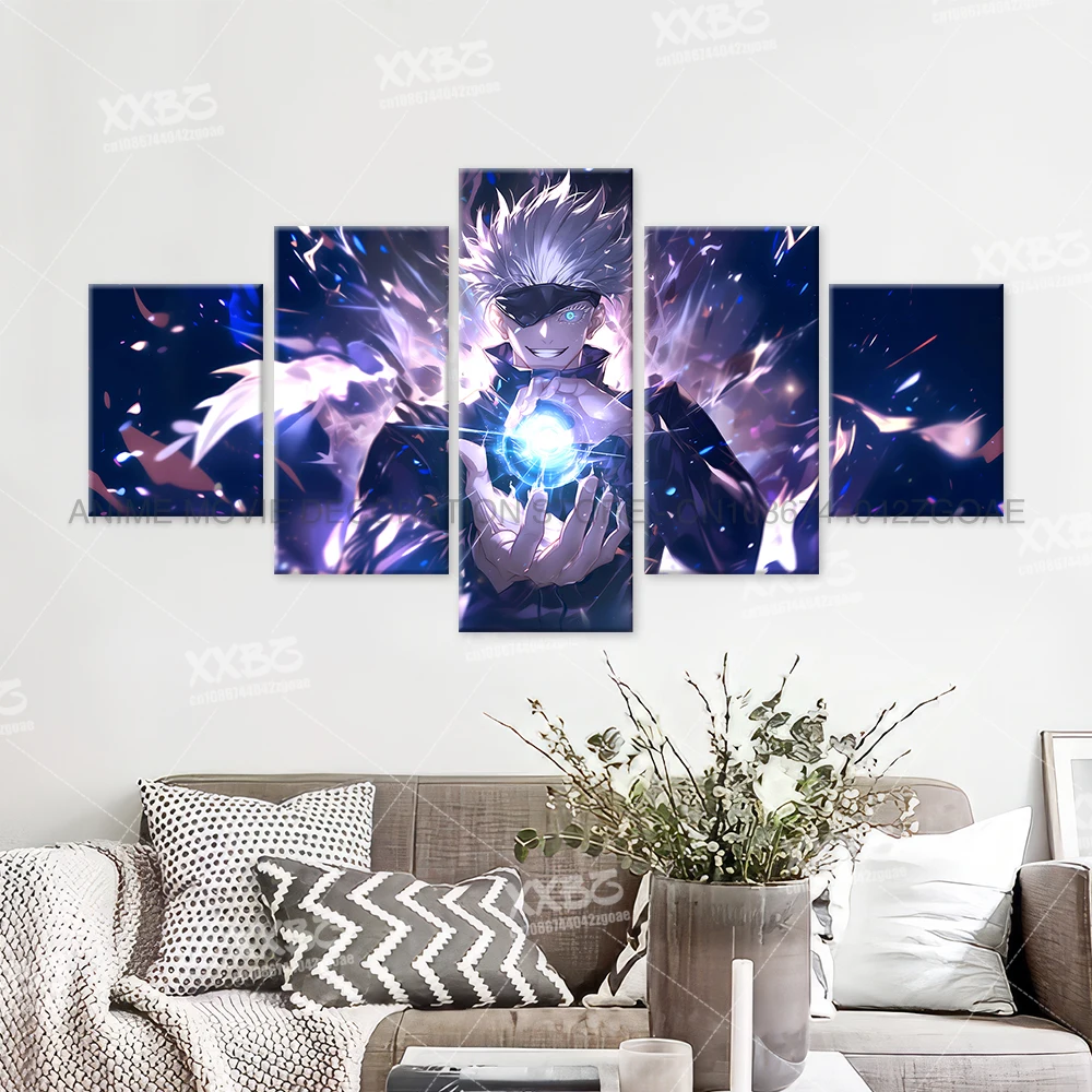 Anime Jujutsu Kaisen Charakter 5PCS Home Decor Leinwand Gemälde Bilder Wand Kunst Gedruckt Poster Kein Rahmen Kunstwerk Wohnzimmer – Detail 7
