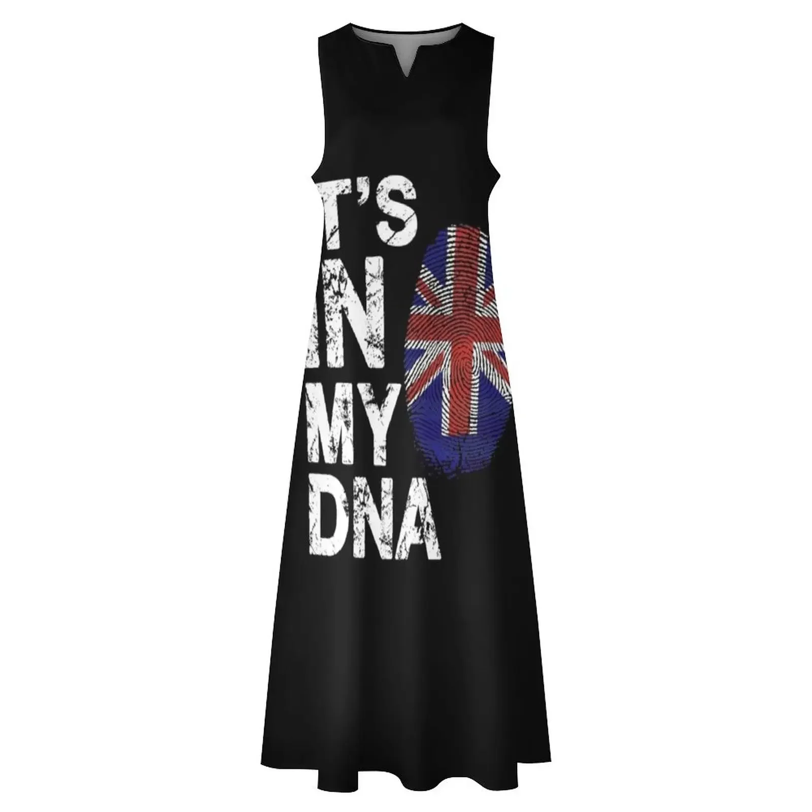 IT'S IN MY DNA Britische Flagge England UK Großbritannien Union Jack T-Shirt Langes Kleid sinnliches sexy Kleid für Frauen