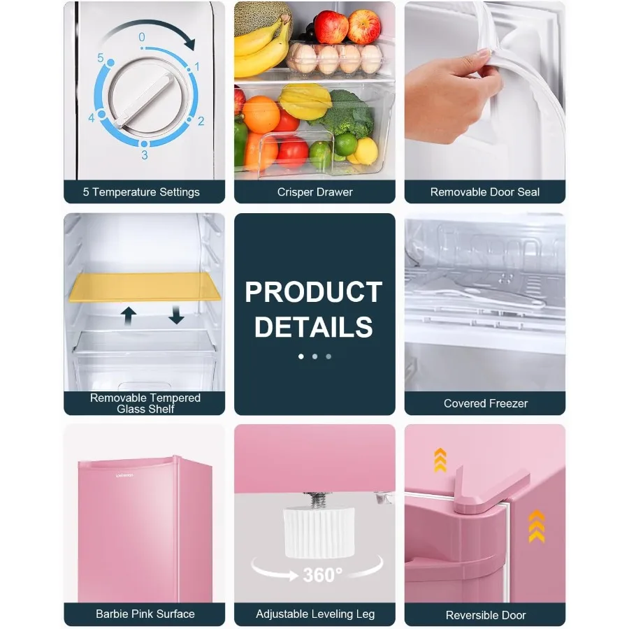 ثلاجة صغيرة 3.2 قدم مكعب مع فريزر باب واحد ثلاجة صغيرة ثلاجة النوم ترموستات قابل للتعديل ثلاجة صغيرة لغرفة النوم Offi