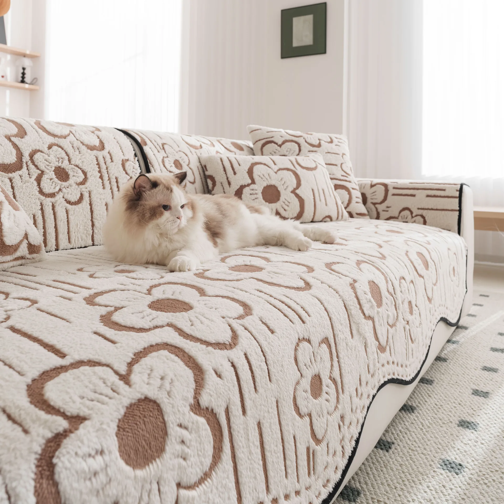 

One Piece All Inclusive Sofa Cover Cushion High-end Plush Sofa Cover Fabric Autumn and Winter New Model Not Prone To Pilling