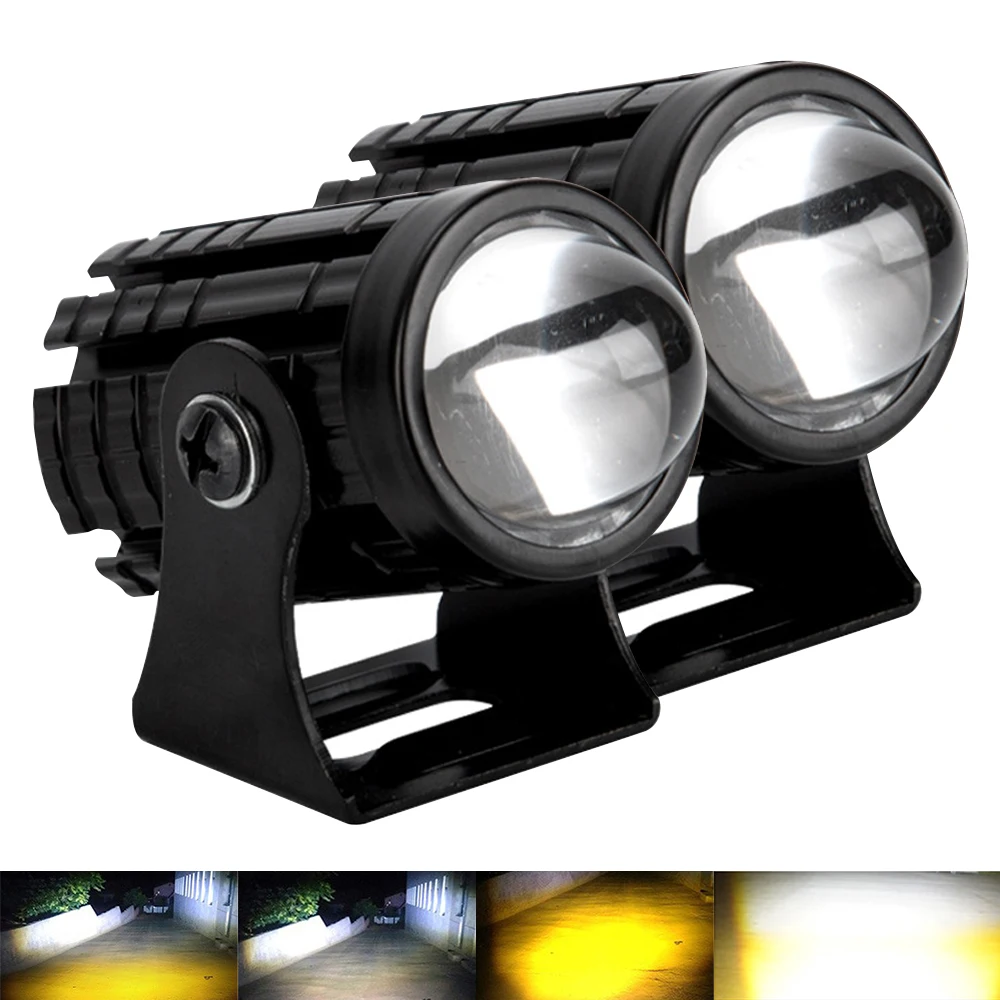 

Мотоциклетный мини-фонарь дальнего света, двойной цвет для фар, вспомогательный прожектор, лампа R ATV, скутер, мото, противотуманные фары, аксессуары 9-85 В