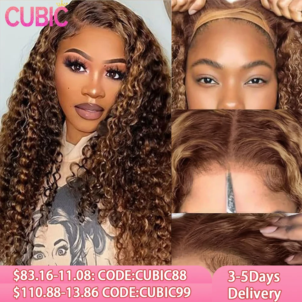 Toxic-Perruque Lace Front Wig Naturelle pour Femme, Cheveux Bouclés Profonds, Blond Miel, Ombré 4tage, P4/27, 18-42 Pouces