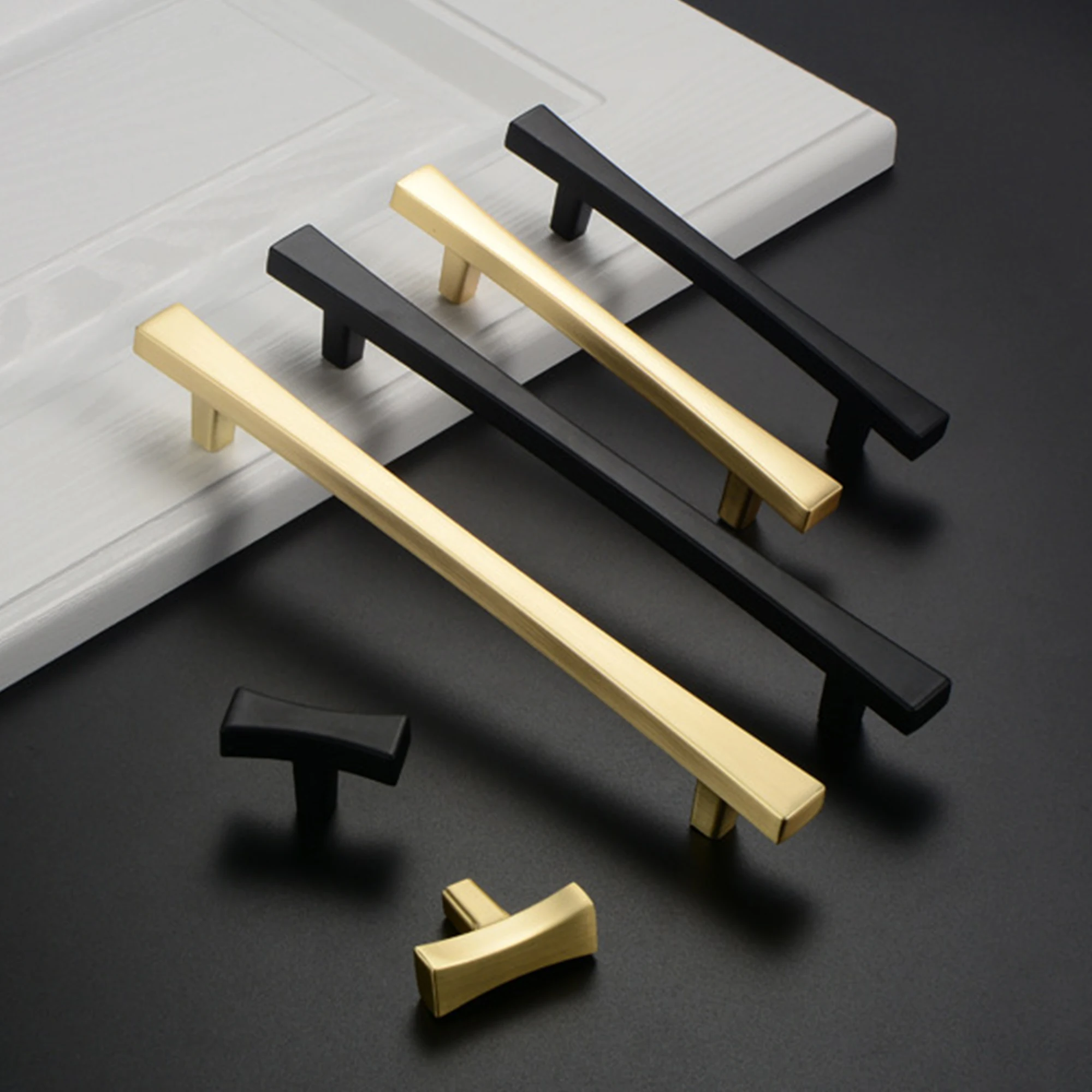 MFYS Long Handles for Cabinet and Drawer Gold Black Zinc Alloy Furniture Handle Modern Simple Wardrobe Dresser Pulls Door Knobs
